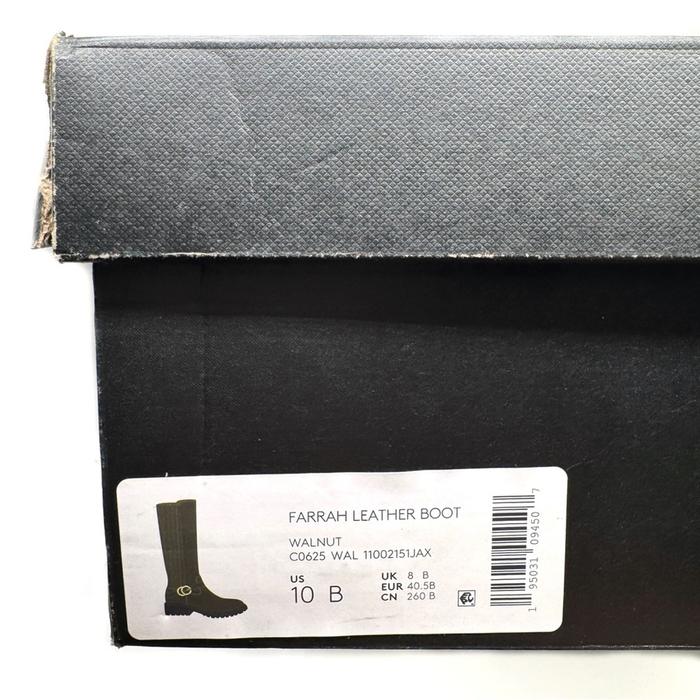 Coach Farrah Tall Riding Boots with Logo Buckle Walnut Size 10 - Picture 14 of 15